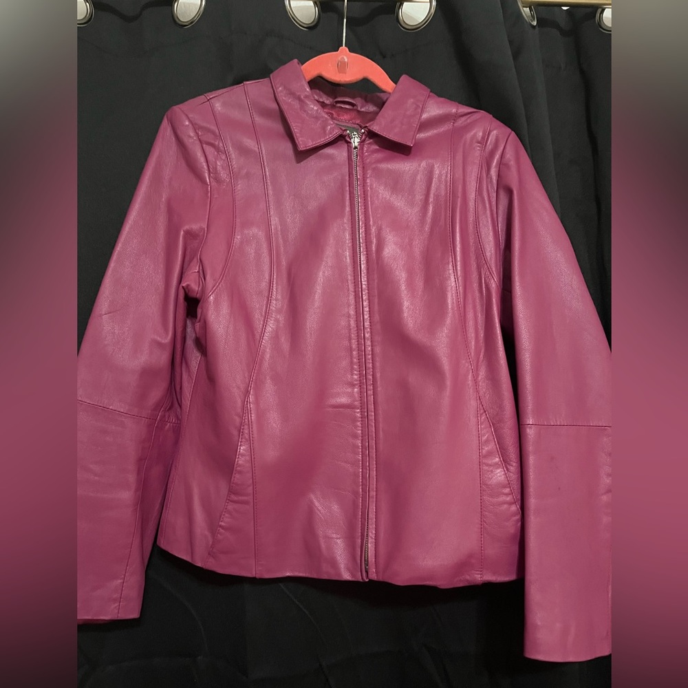 John Paul Richard Purple/Maroon leather jacket